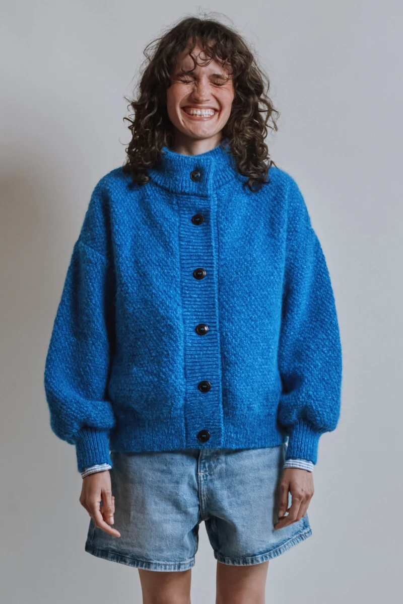 GEORGE High-Neck Jacket in Merino-Mohair Wool - Cobalt Blue