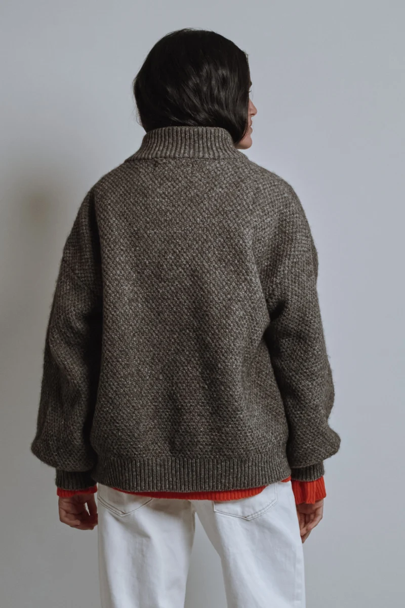GEORGE High-Neck Jacket in Yak-Merino Wool - Brown