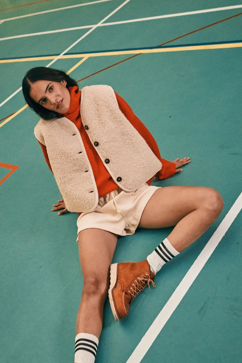 LUCE Shepherd's Vest in Curly Alpaca - Light Beige