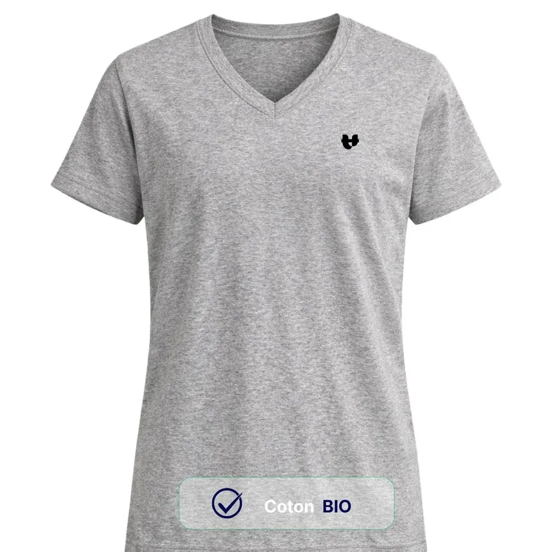 T shirt col V manche courte coton bio