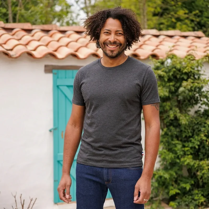 T-shirt jersey Anthracite col rond
