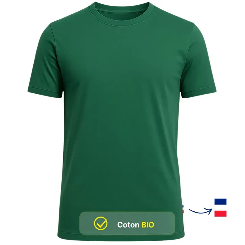 T-shirt vert bouteille coton bio