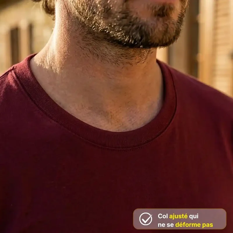 T-shirt Bordeaux col rond Coton peigné 180g/m²