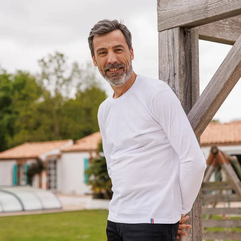 T shirt manche longue col rond - Blanc