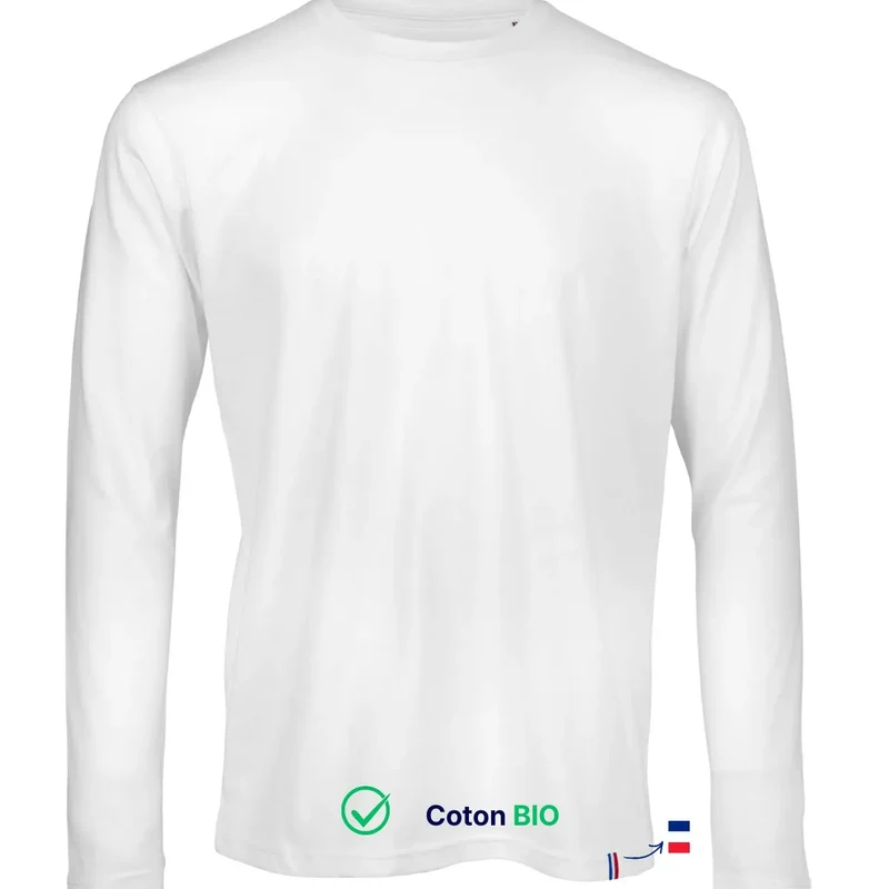 T shirt manche longue col rond - Blanc