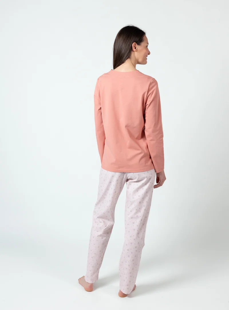 Pyjama femme en coton rose corail