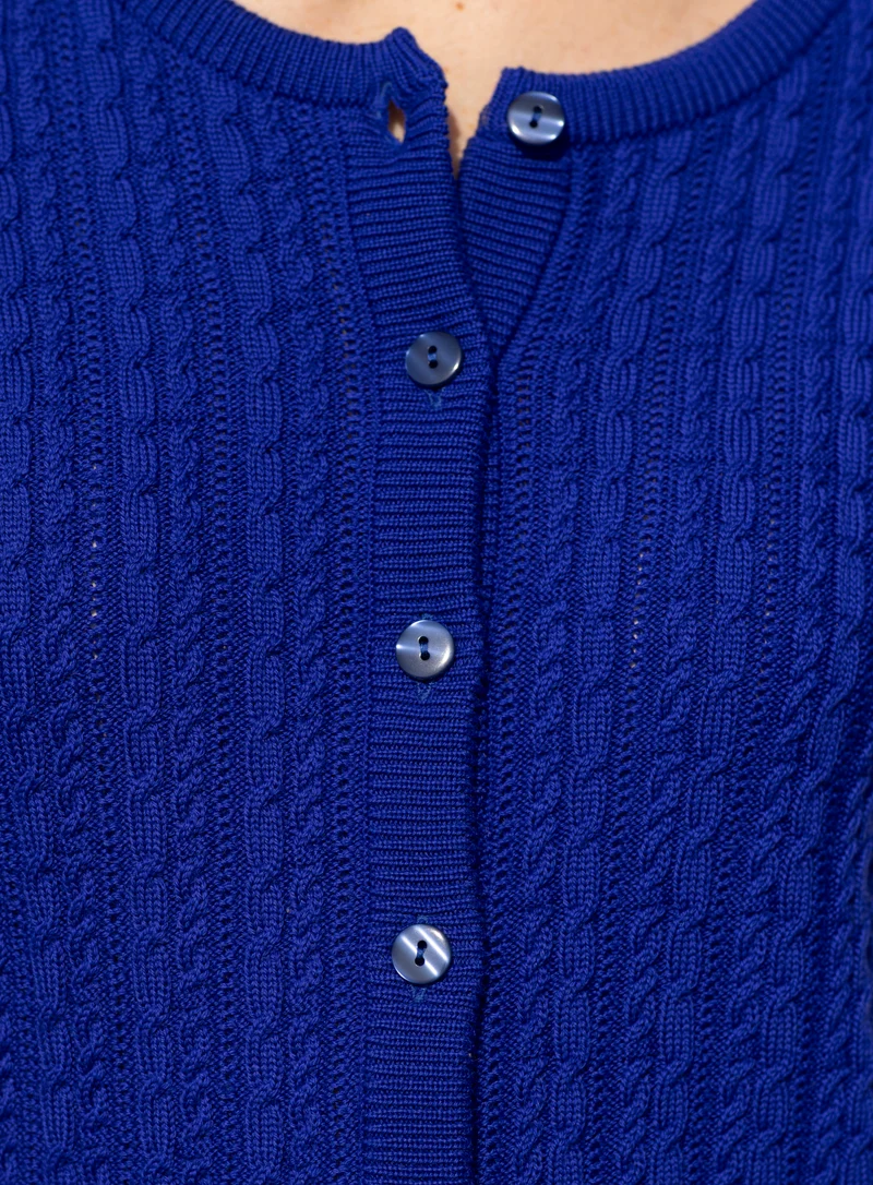 Cardigan femme en laine merinos bleu persan