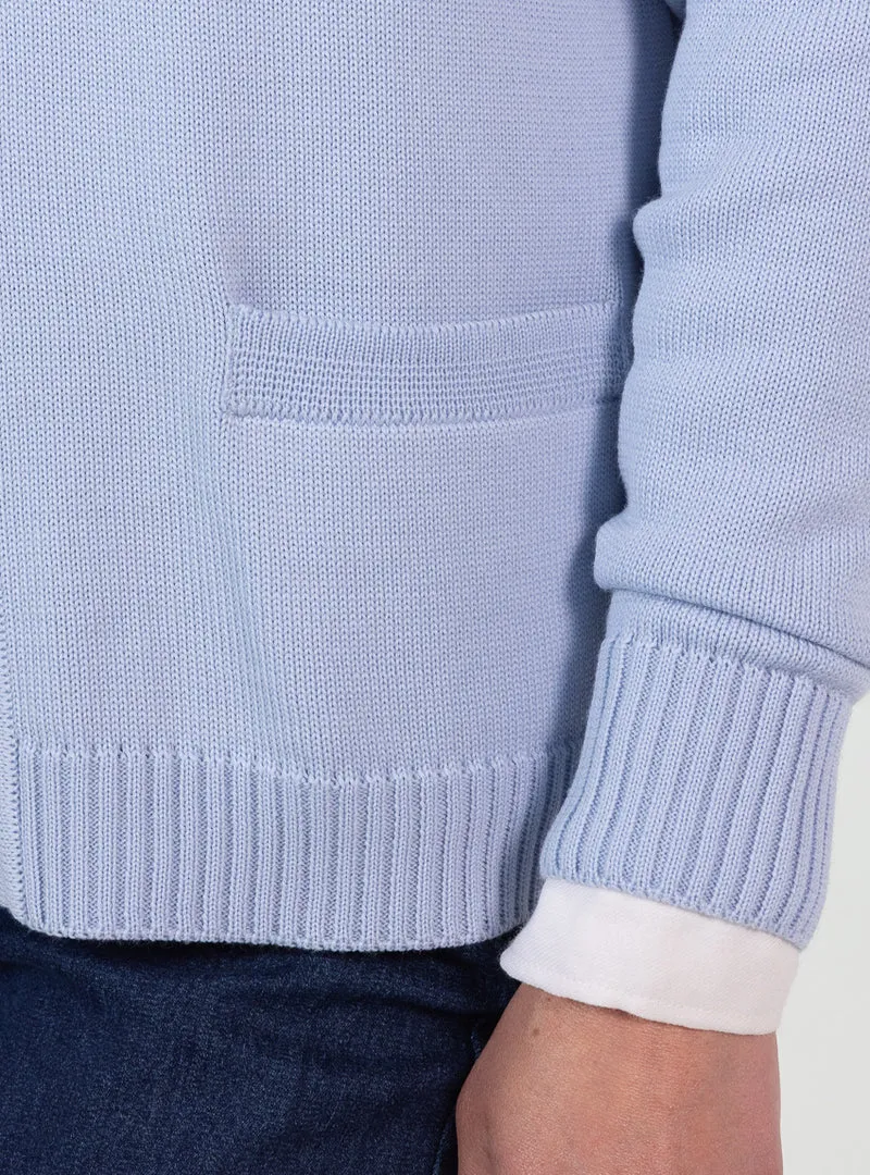 Gilet femme en pure laine vierge mérinos bleu nuage chiné