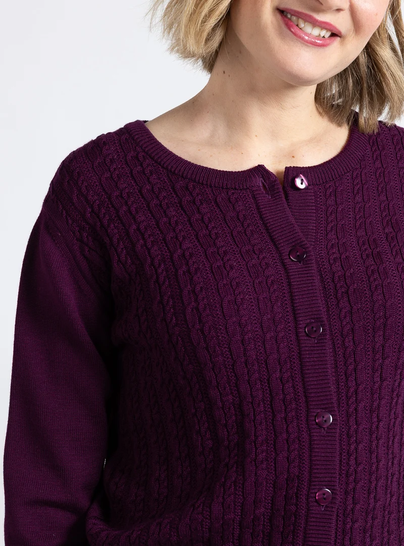 Cardigan femme laine merinos violet nuit
