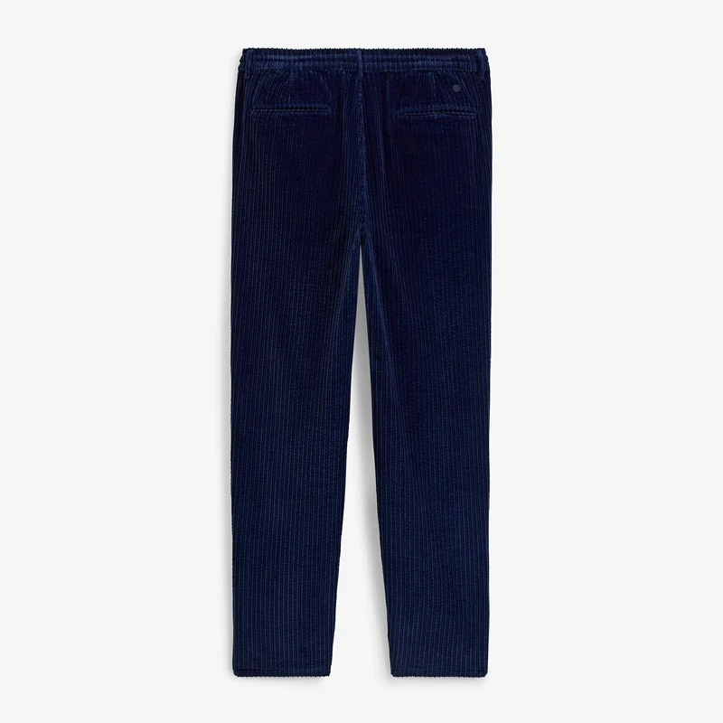 Pantalon velours côtelé coton taille élastiquée bleu marine foncé 557
