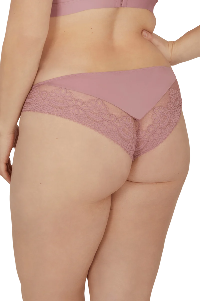 Slip brésilien dentelle et microfibre L'irrésistible - Lilas