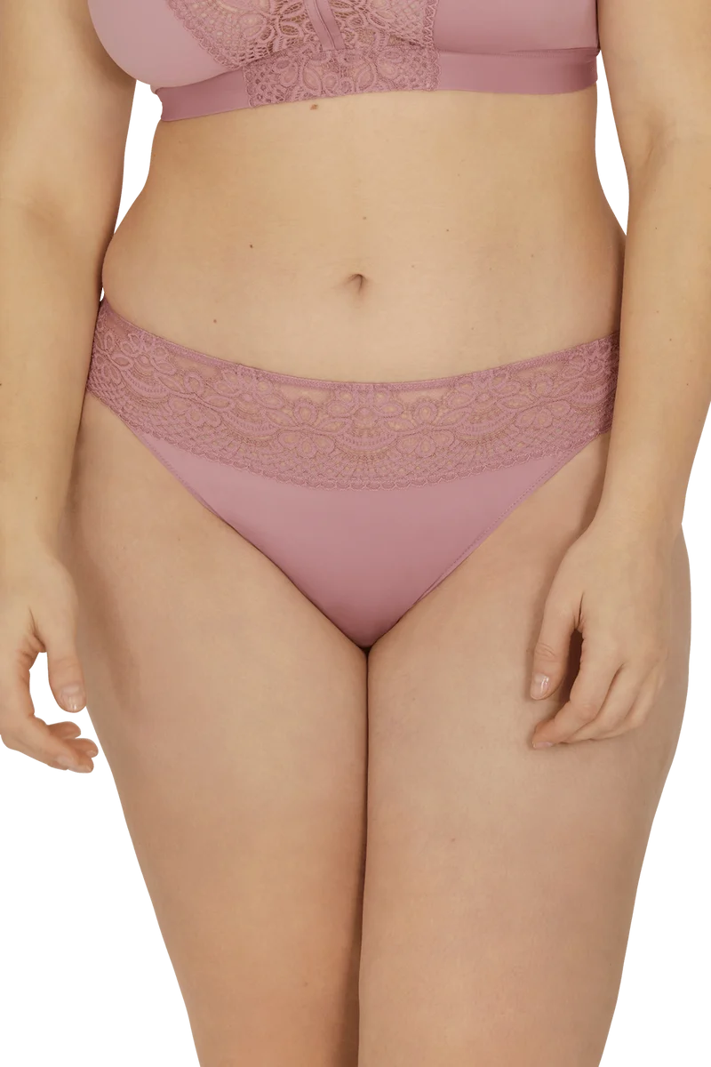 Slip brésilien dentelle et microfibre L'irrésistible - Lilas