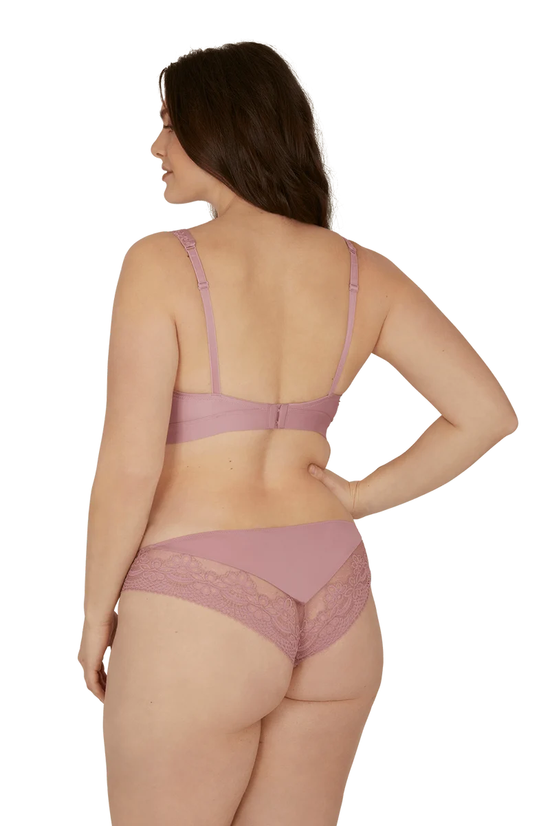 Slip brésilien dentelle et microfibre L'irrésistible - Lilas