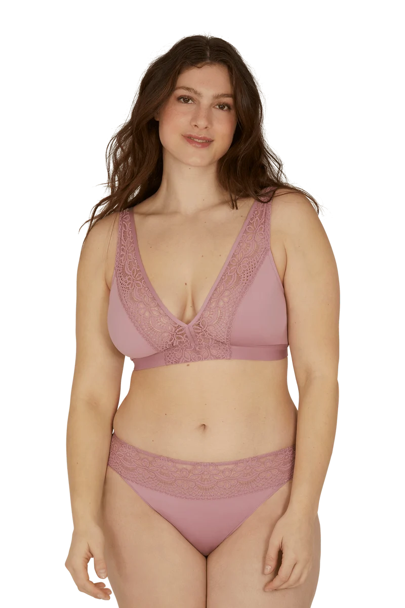 Slip brésilien dentelle et microfibre L'irrésistible - Lilas