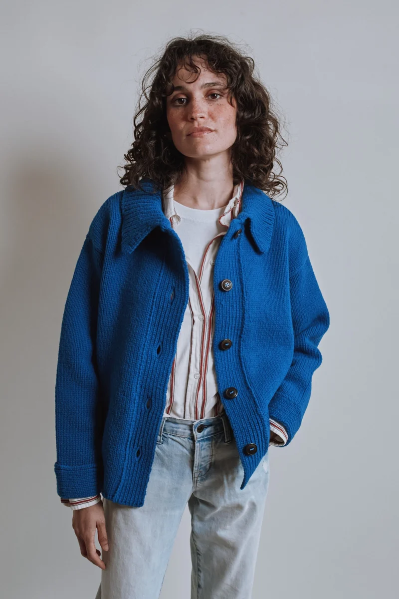 CALAMITY Knit Jacket in Merino Wool - Cobalt Blue