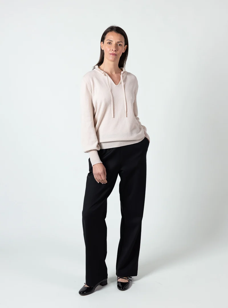 Pantalon large femme laine noir