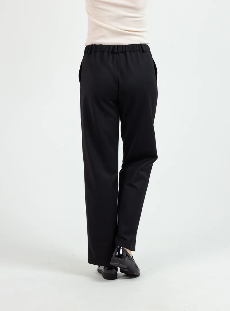 Pantalon large femme laine noir