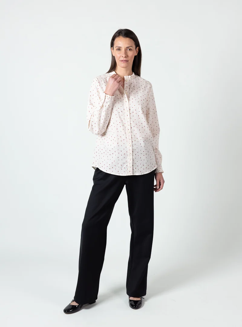 Pantalon large femme laine noir