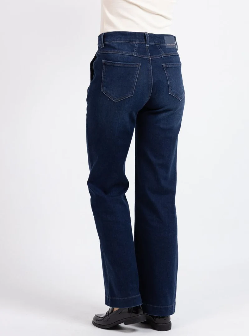 Jean large taille haute femme bleu indigo