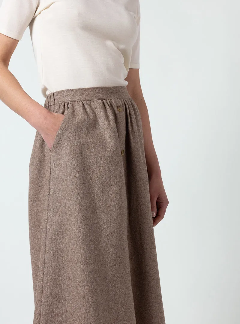 Jupe ample femme beige foncé