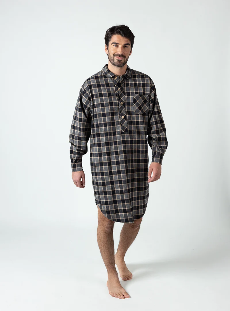 Liquette homme coton carreaux gris noir