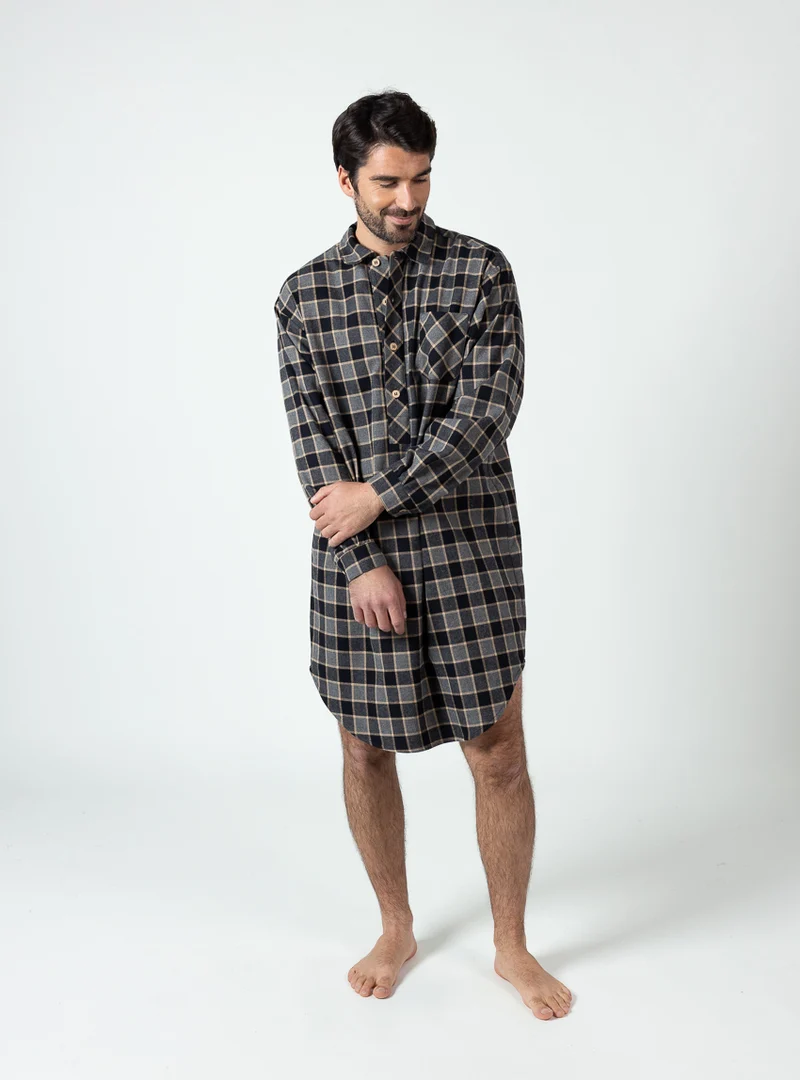Liquette homme coton carreaux gris noir