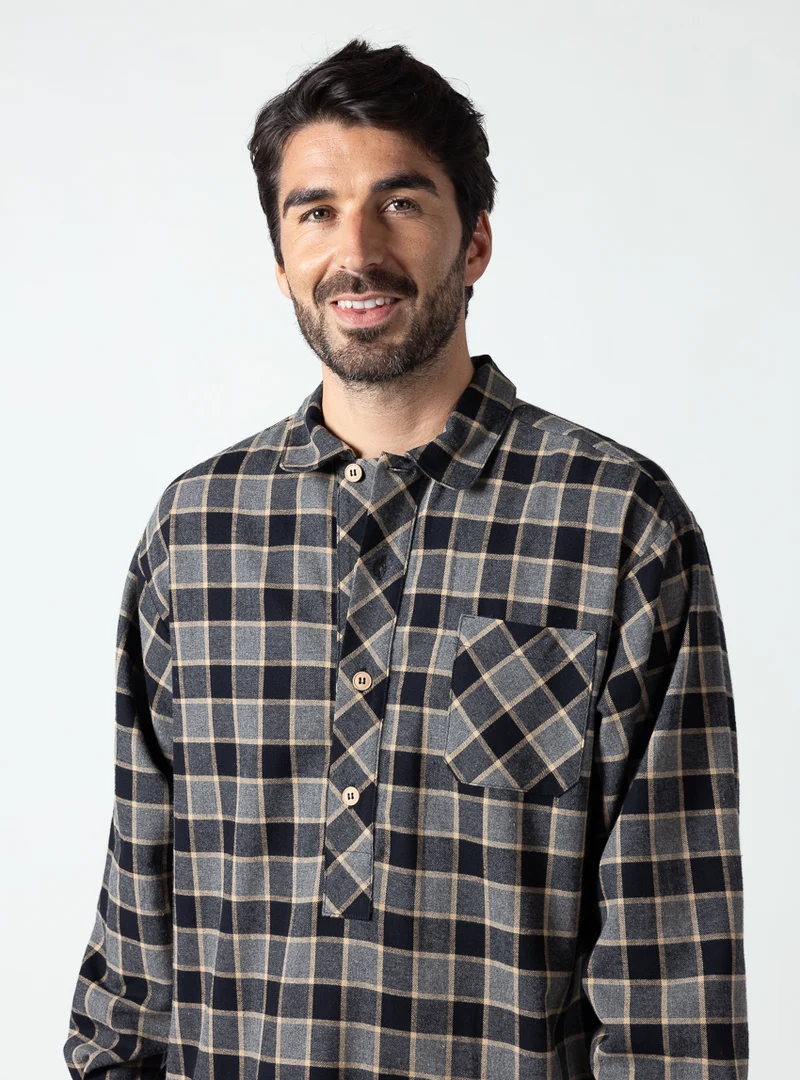 Liquette homme coton carreaux gris noir