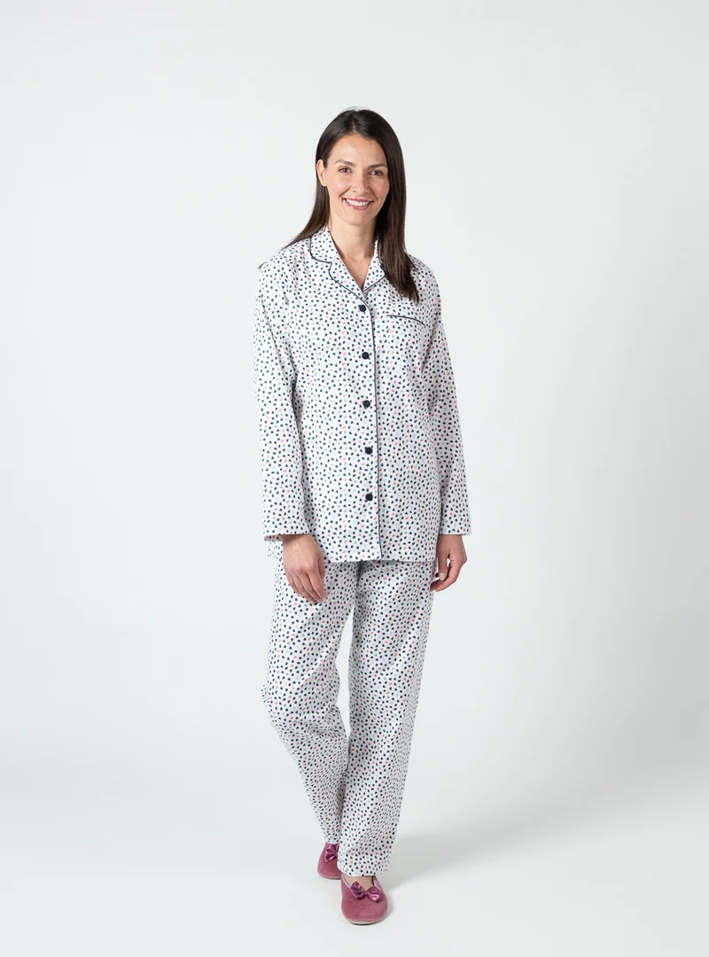 Pyjama femme coton pois bleus