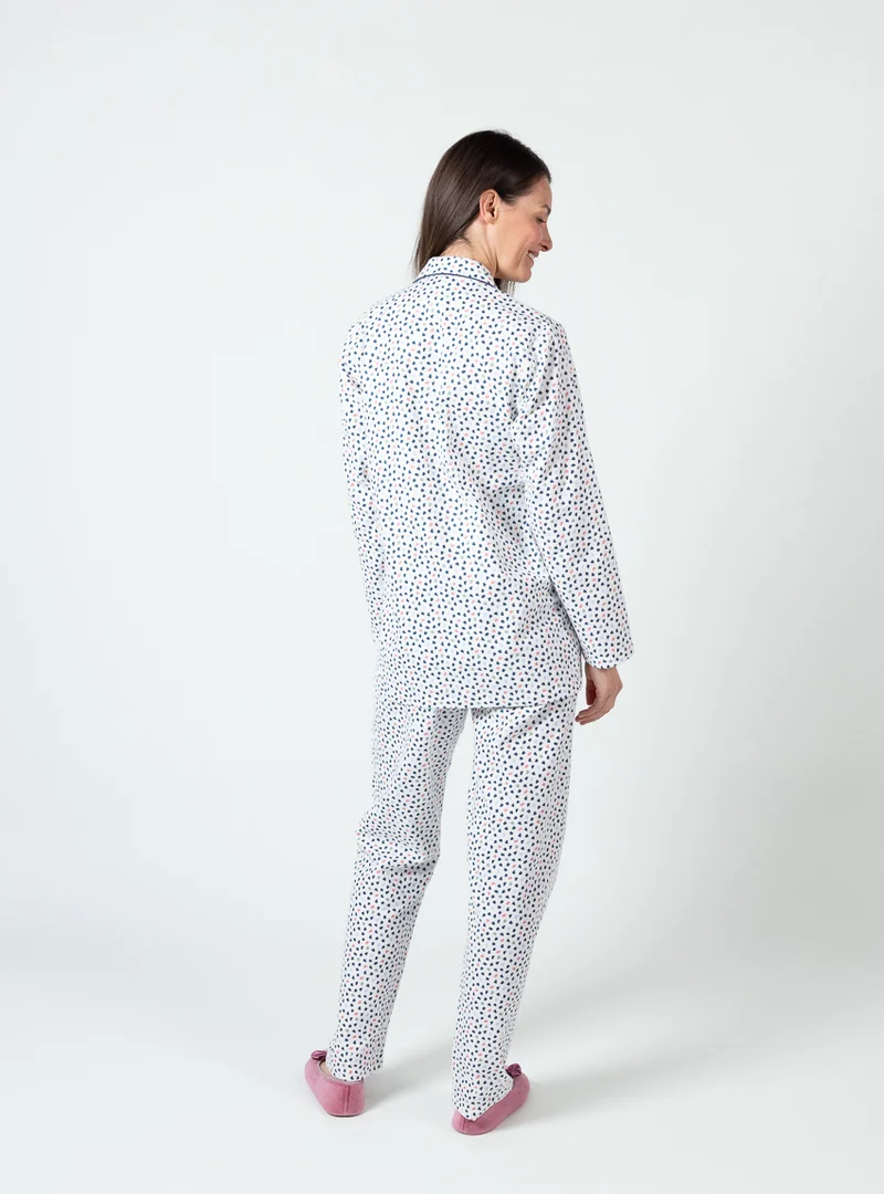 Pyjama femme coton pois bleus