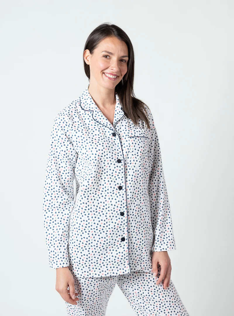 Pyjama femme coton pois bleus
