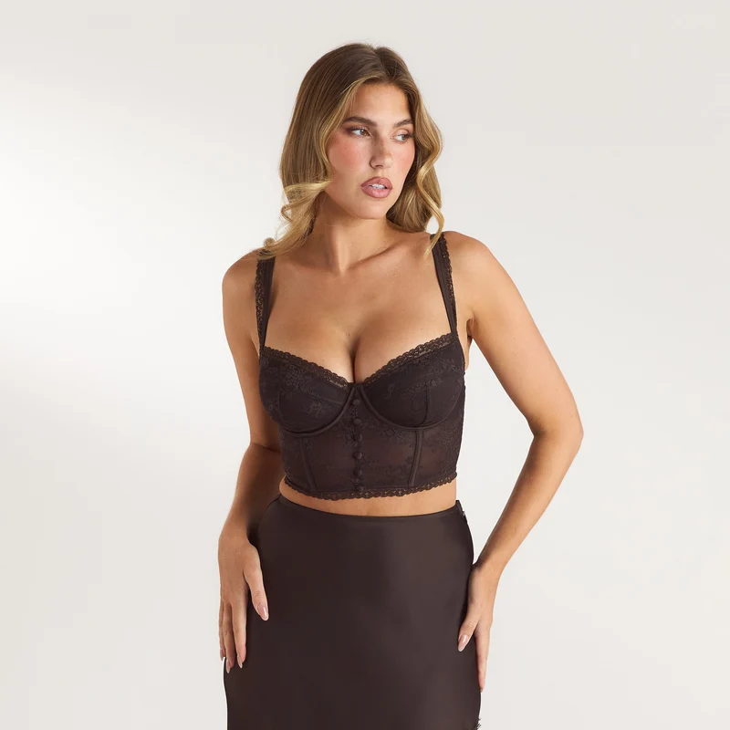Top Bralette en Dentelle - Chocolat