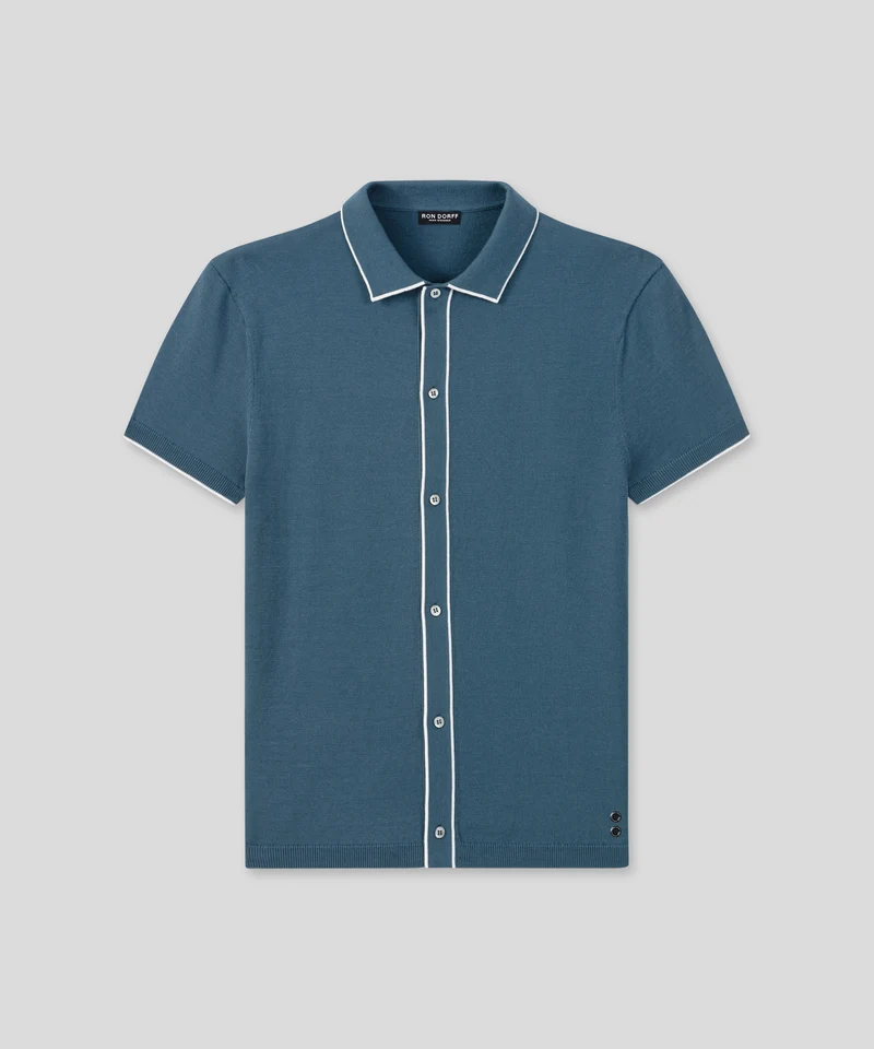Cotton-Silk Shirt: Baltic Blue