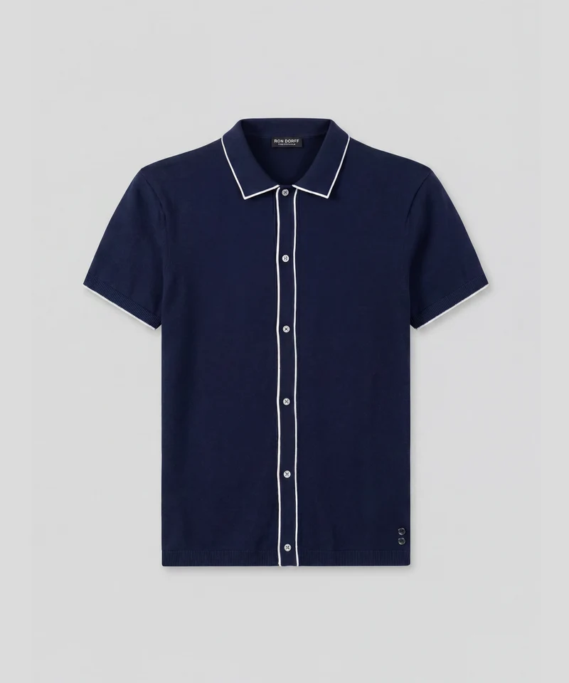 Cotton-Silk Shirt: Navy