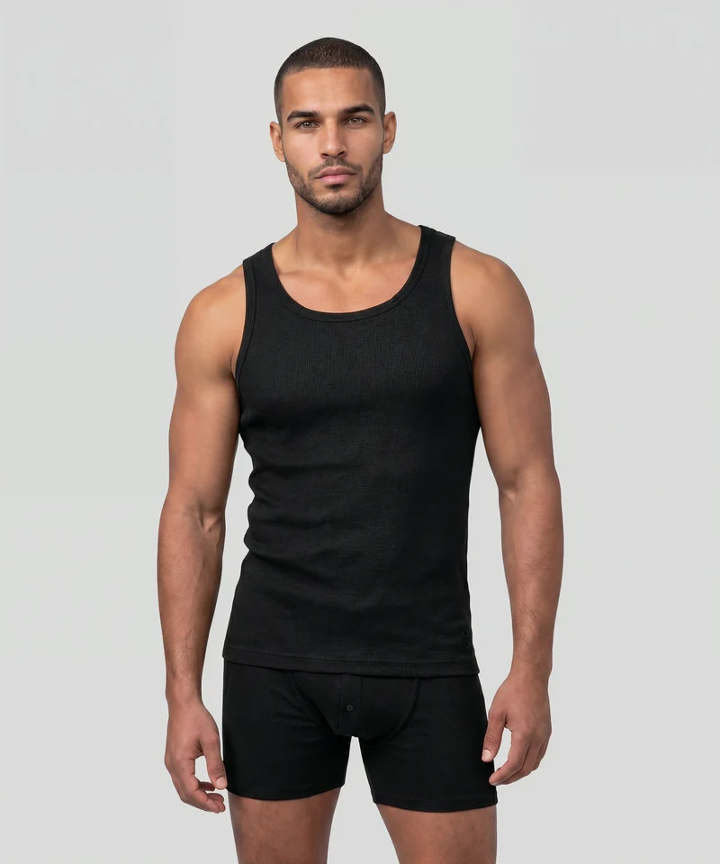 Army Ribbed Tank Top: Black