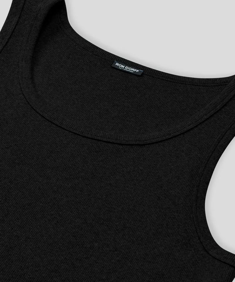 Army Ribbed Tank Top: Black