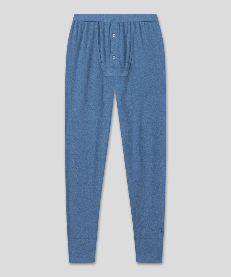 Army Ribbed Long Johns: Blue Melange
