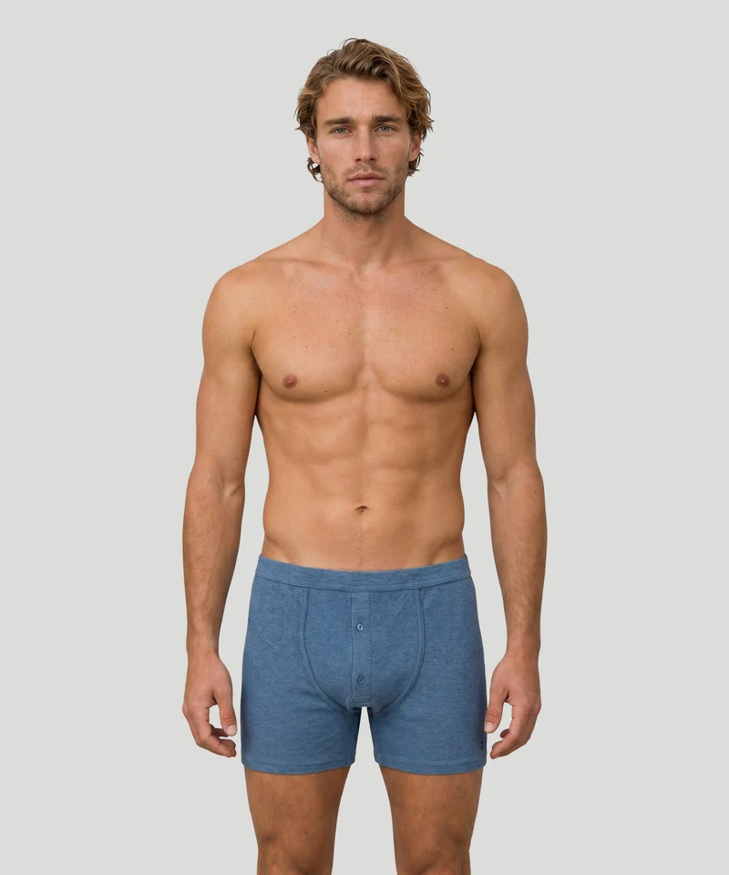 Army Ribbed Night Shorts: Blue Melange