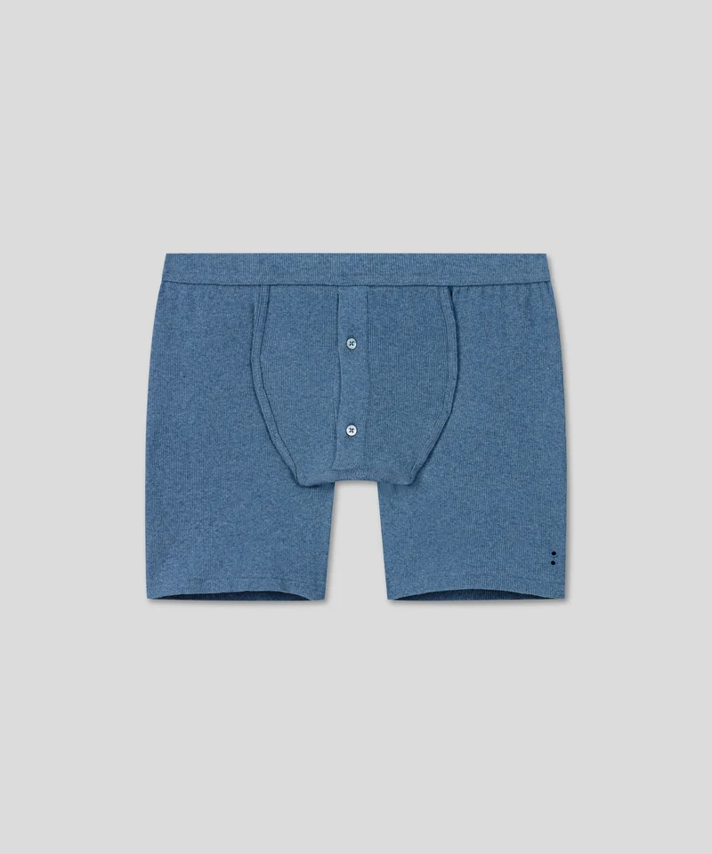 Army Ribbed Night Shorts: Blue Melange