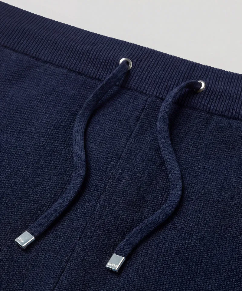 Cotton-Cashmere Piqué Shorts: Navy