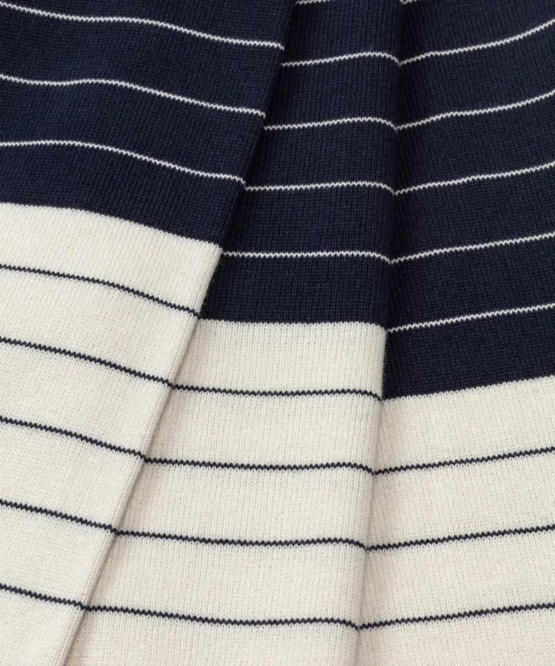 Cotton Sweater w. Pin Stripes: Navy/White
