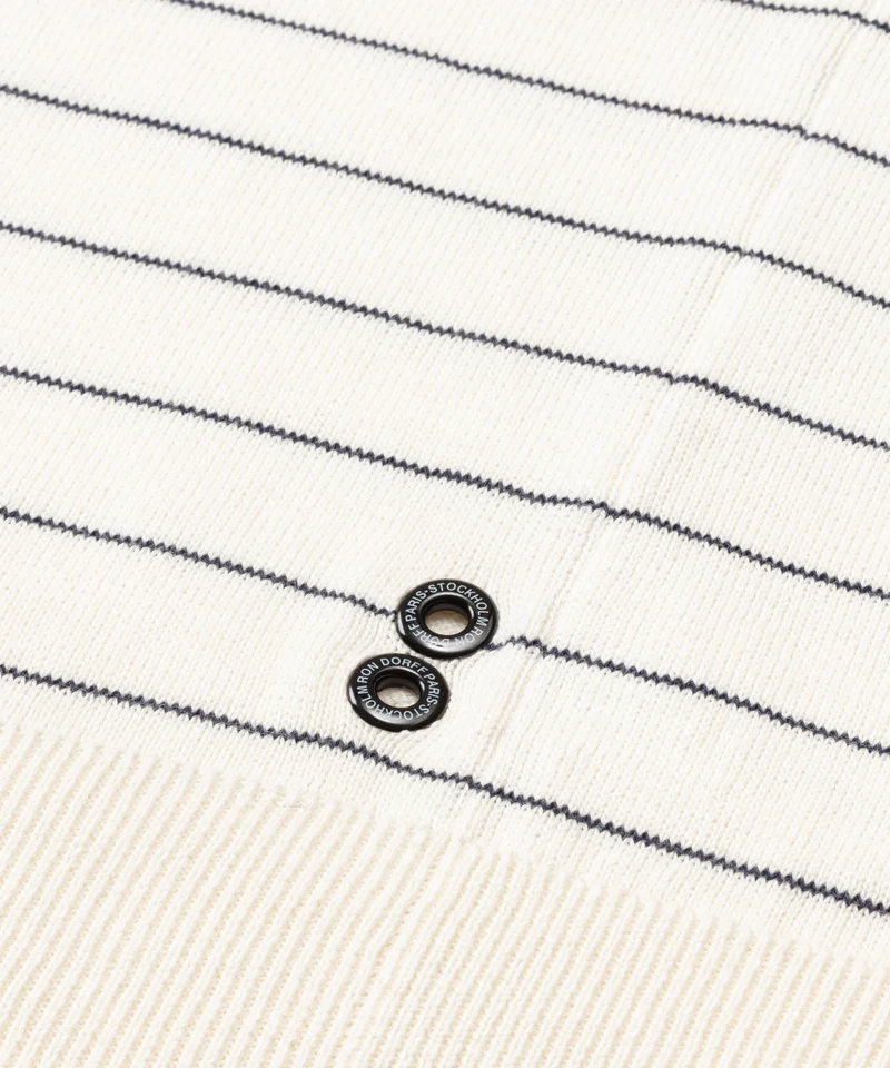 Cotton Sweater w. Pin Stripes: Navy/White