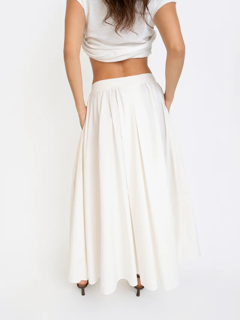 Pleated Poplin Skirt