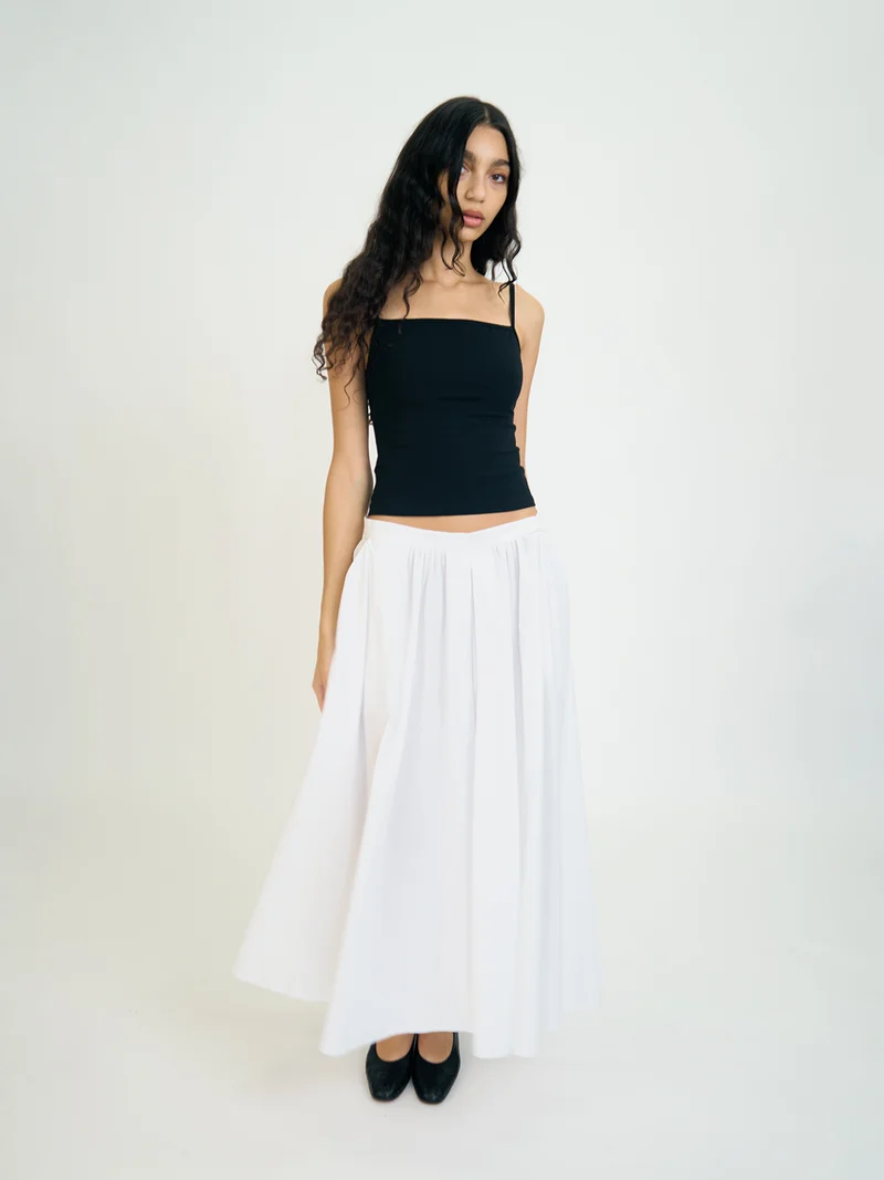 Pleated Poplin Skirt