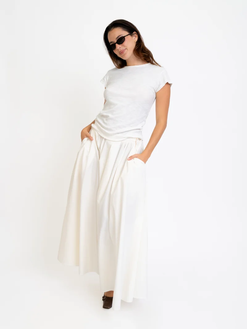 Pleated Poplin Skirt