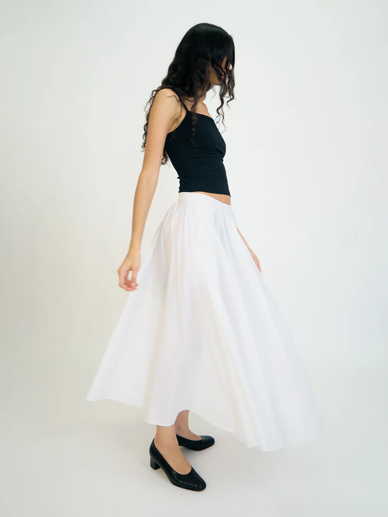 Pleated Poplin Skirt