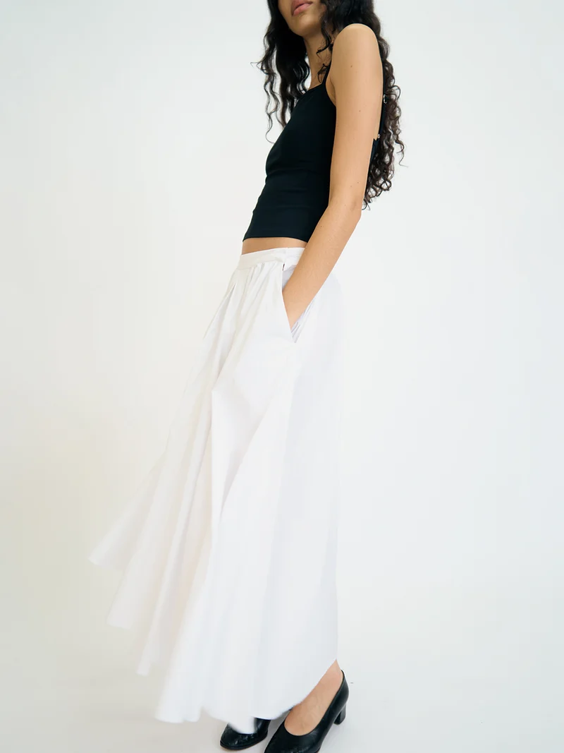 Pleated Poplin Skirt