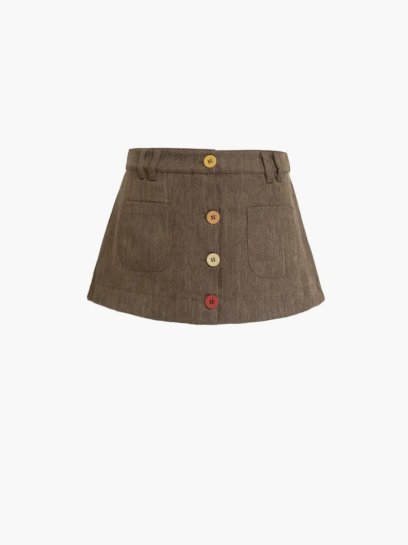 Button Mini Skirt