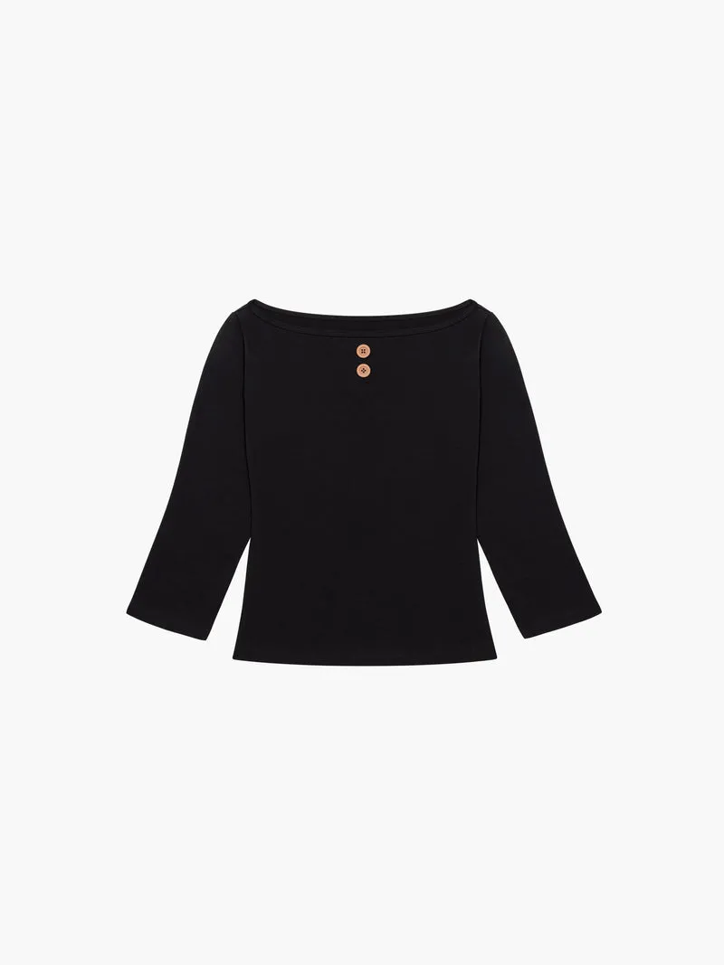 3/4 Sleeve Boat Neck Top
