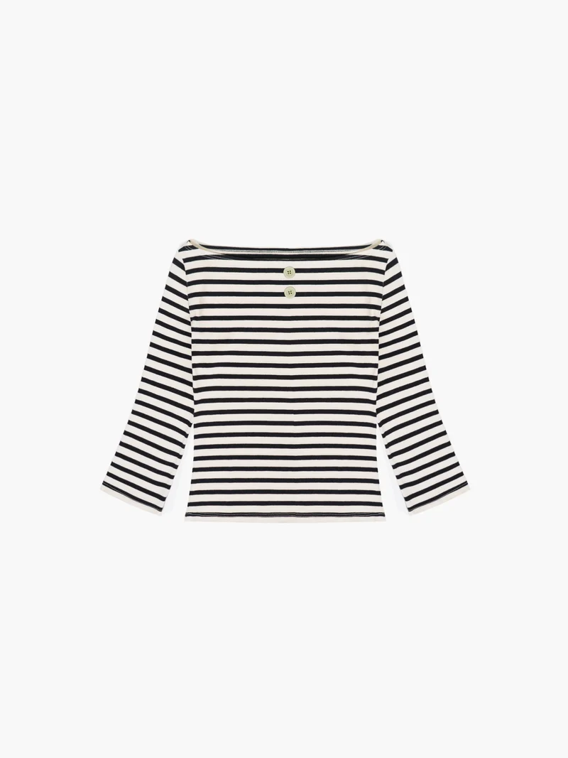 3/4 Sleeve Boat Neck Top