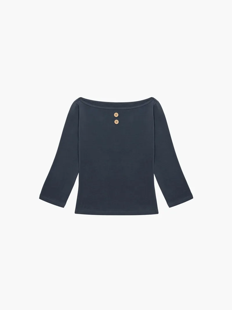 3/4 Sleeve Boat Neck Top